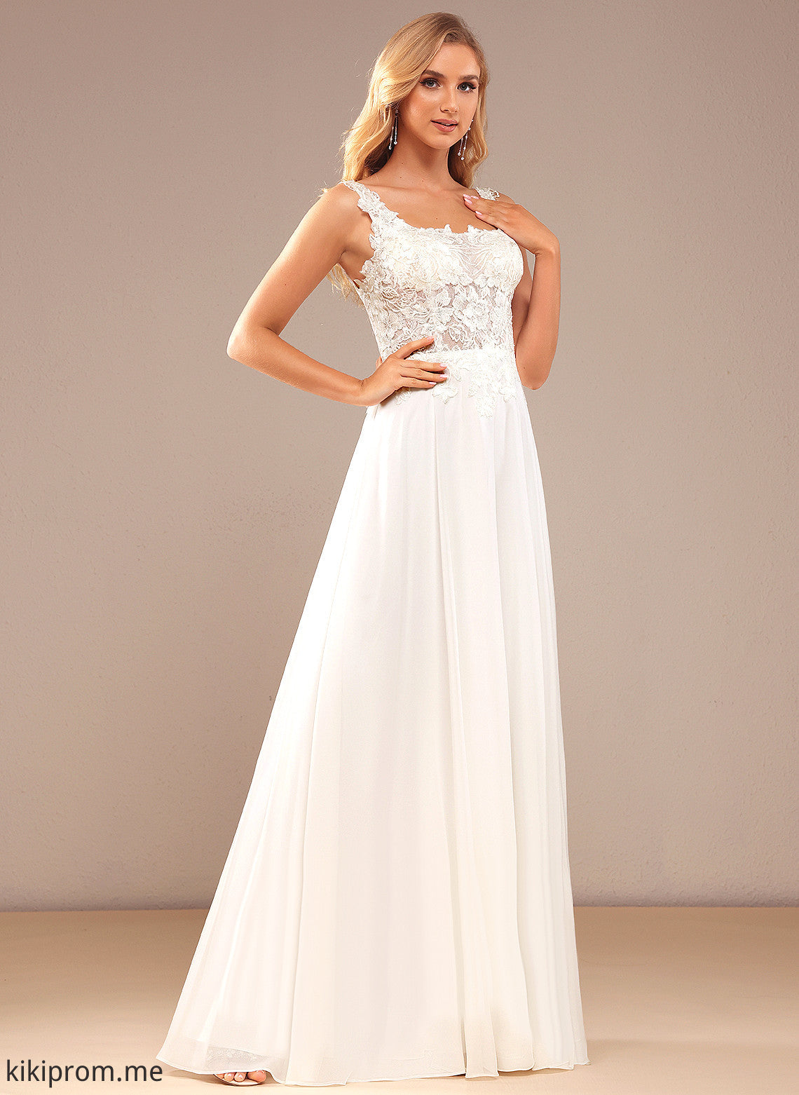 Chiffon Square Wedding With Dress Madalyn A-Line Lace Floor-Length Sequins Wedding Dresses