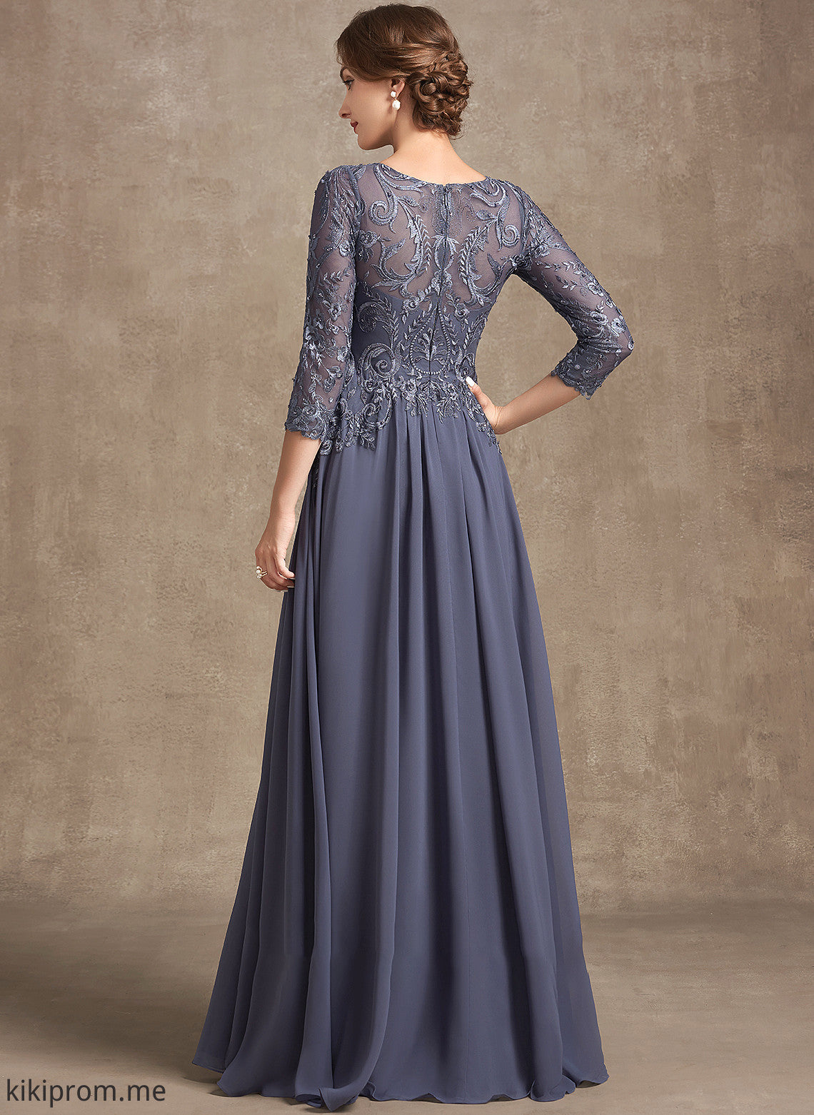 Neck Dress A-Line of Mother the Chiffon Kenna Lace Mother of the Bride Dresses Bride Scoop Floor-Length