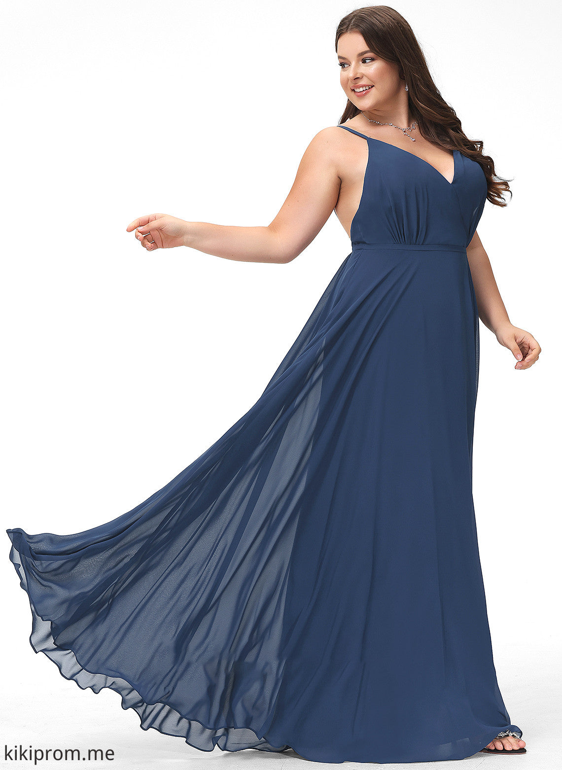 With Split Prom Dresses Floor-Length V-neck Ada Front A-Line