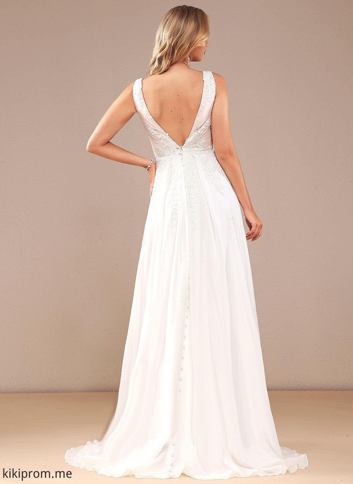 Split Isabell Wedding With A-Line Lace Front Wedding Dresses Dress Sequins Train Chiffon Sweep Lace V-neck