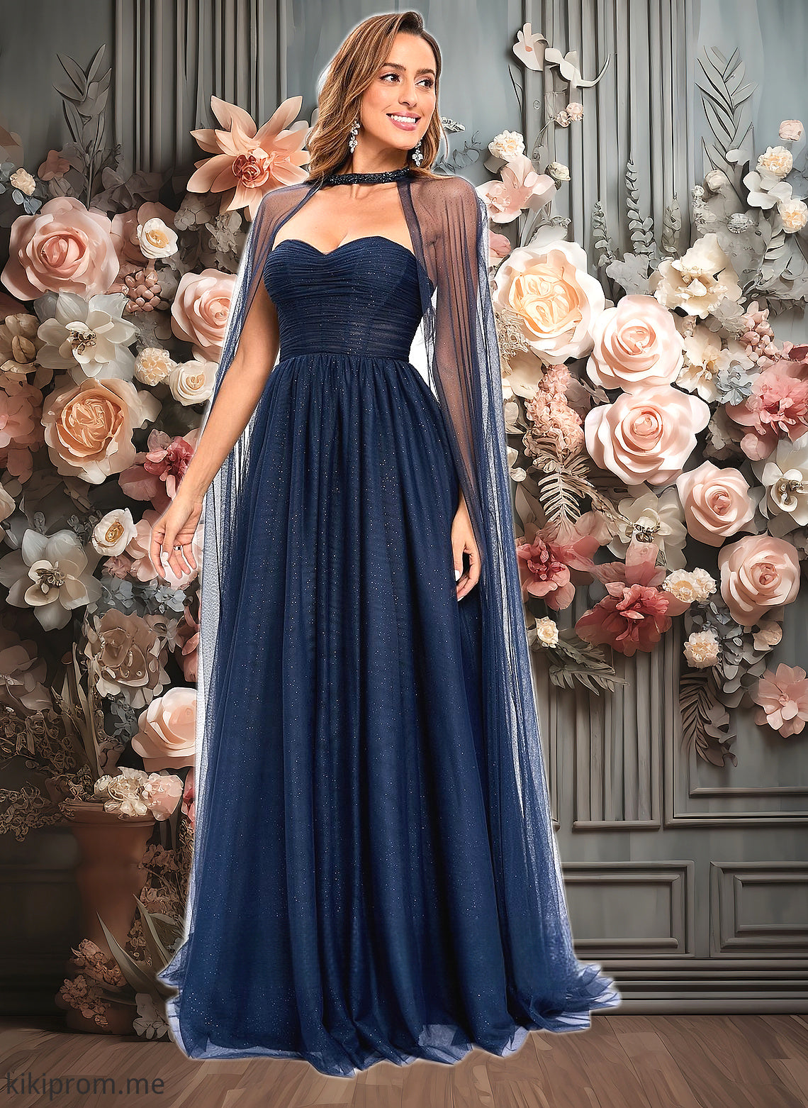 Margery Ball-Gown/Princess Sweetheart Sweep Train Tulle Prom Dresses With Beading Sequins HFP0025848