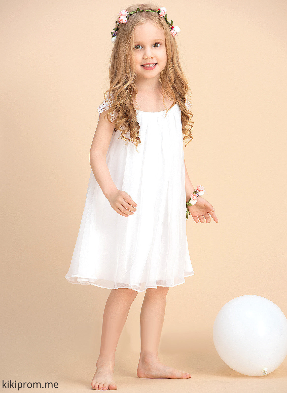 Tea-length With Scoop Flower Girl Dresses Neck Lace Dress Chiffon Flower - A-Line/Princess Girl Kathryn Sleeveless