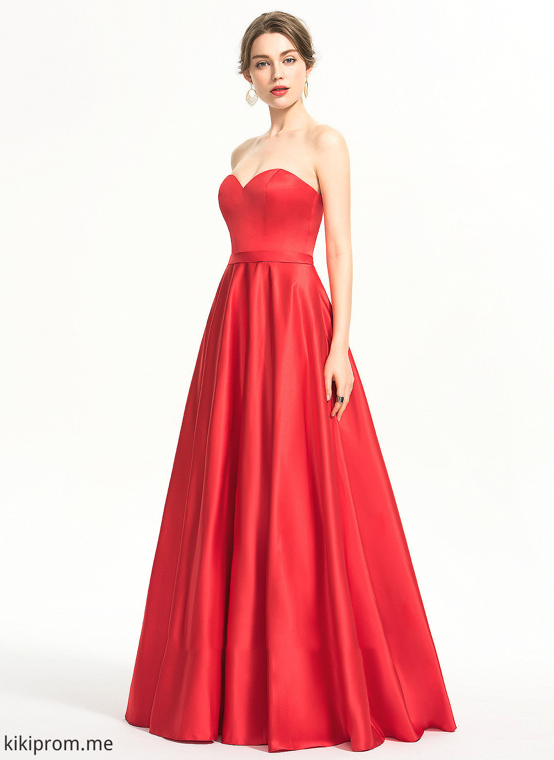 Rubi Beading Pockets Prom Dresses Ball-Gown/Princess Floor-Length With Satin Sequins Sweetheart