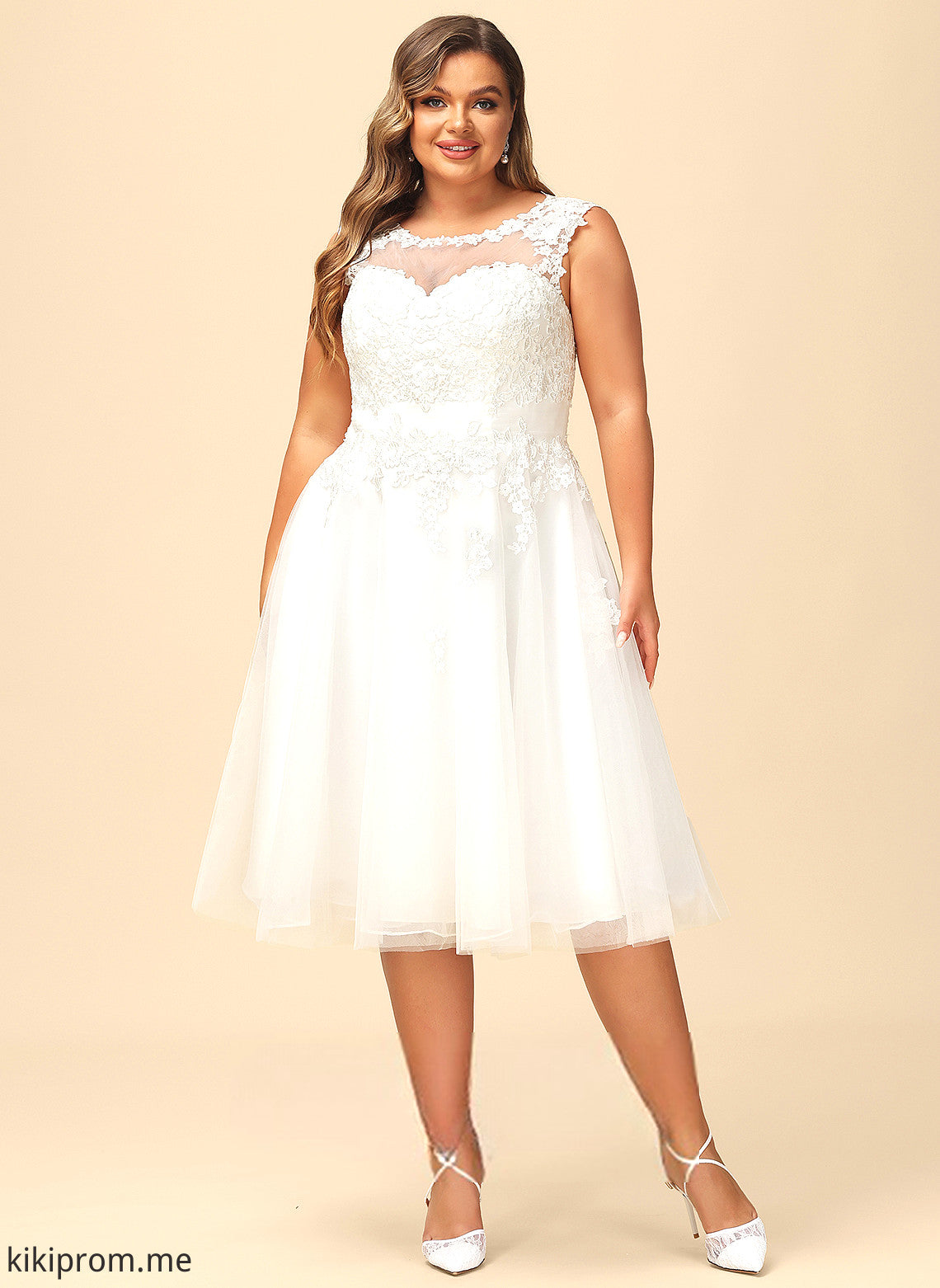 A-Line Wedding Dresses Tulle Lace Diana Dress Illusion Ruffle Wedding With Asymmetrical