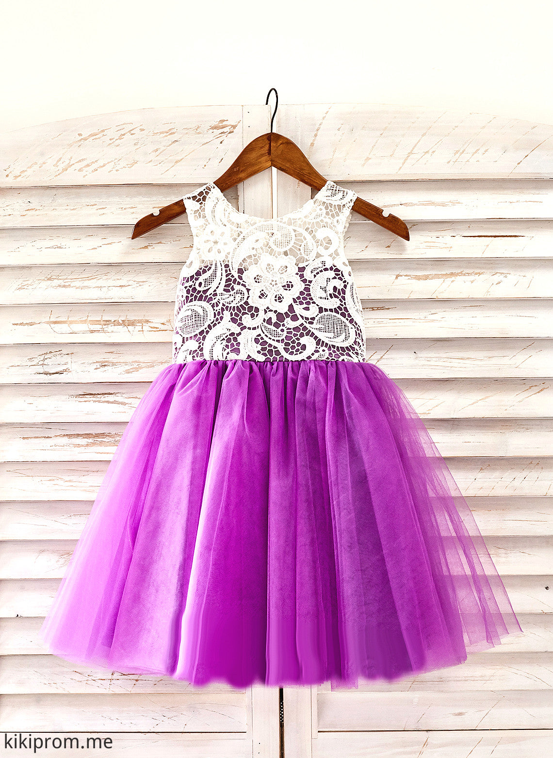 A-Line Flower With - Tulle Girl Sleeveless Neck Nathalia Knee-length Dress Scoop Flower Girl Dresses Lace