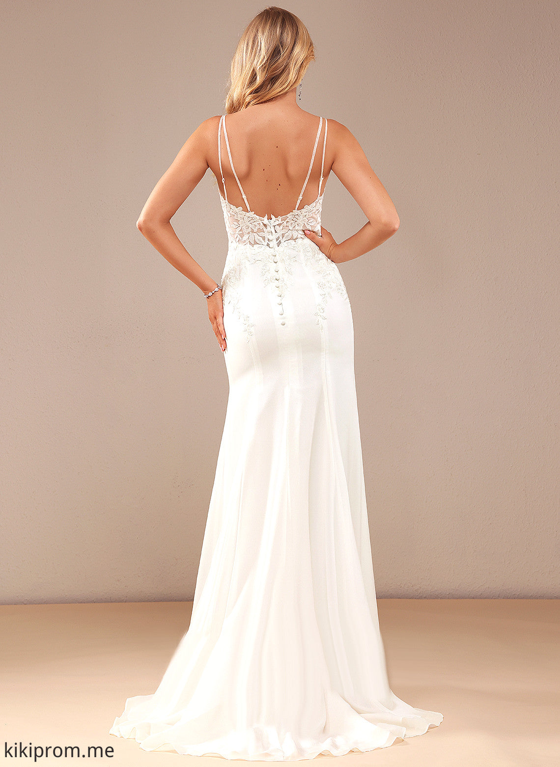 Trumpet/Mermaid Lace With V-neck Chiffon Court Beading Wedding Dresses Dress Train Shaylee Wedding