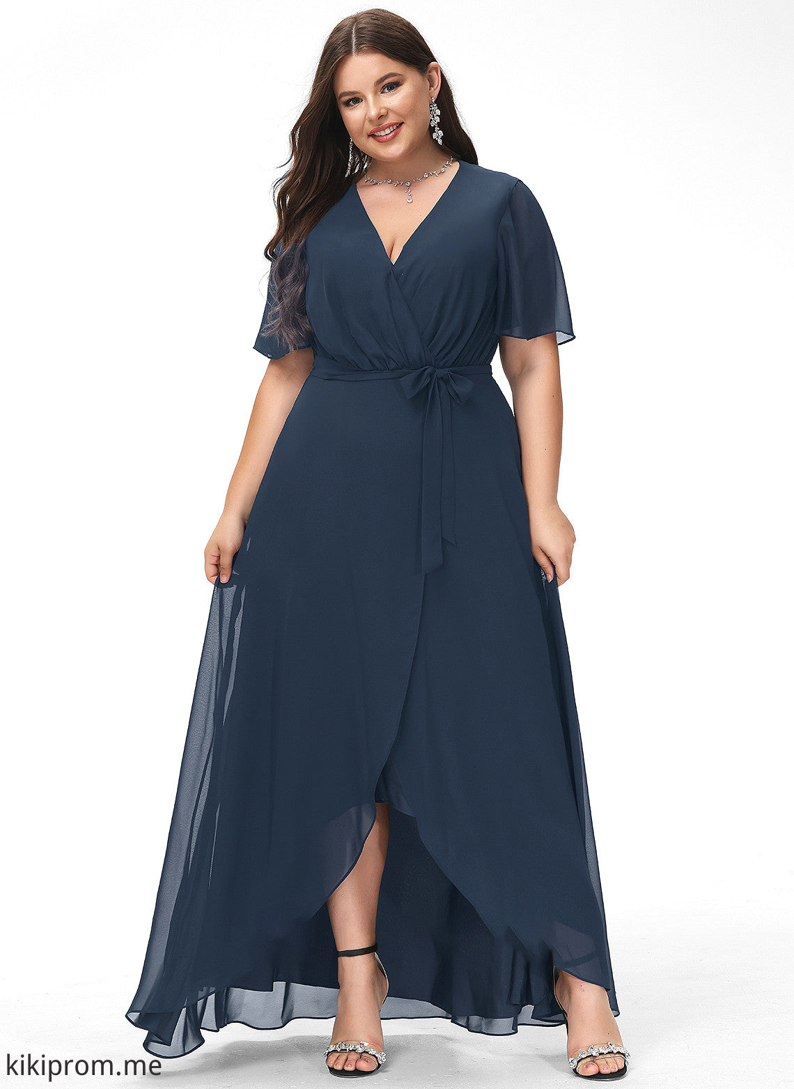 With Prom Dresses Asymmetrical Leia V-neck Chiffon A-Line Bow(s)