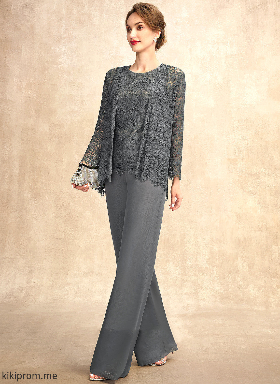 of Mother Neck Scoop Jumpsuit/Pantsuit Maryjane Bride Dress Chiffon the Floor-Length Mother of the Bride Dresses Lace