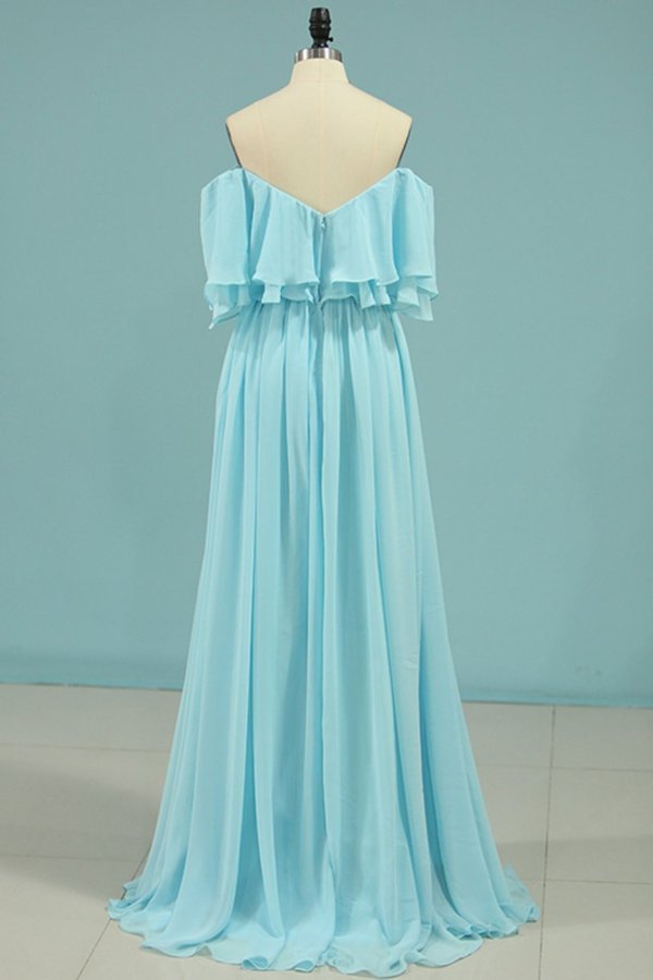 2024 New Arrival A Line Chiffon With Slit Prom Dresses PZDPNNNY