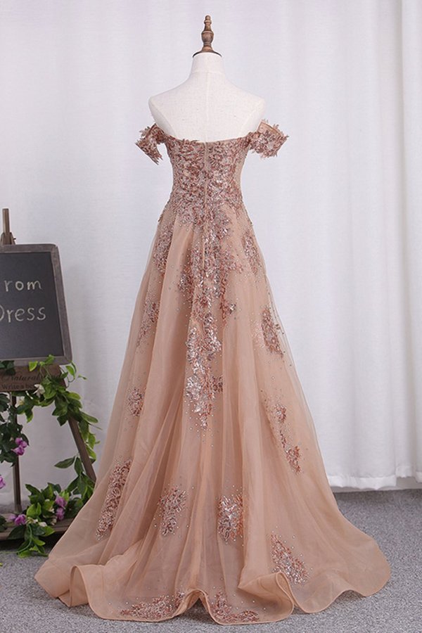 2024 Off The Shoulder Sheath Prom Dresses Organza P23GKZBQ