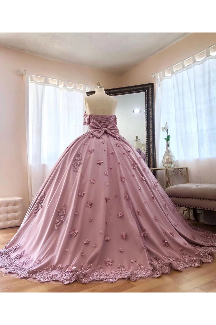 Ball Gown Off The Shoulder Tulle Quinceanera Dress With Lace Appliques Puffy Prom STFP3HM7KB3