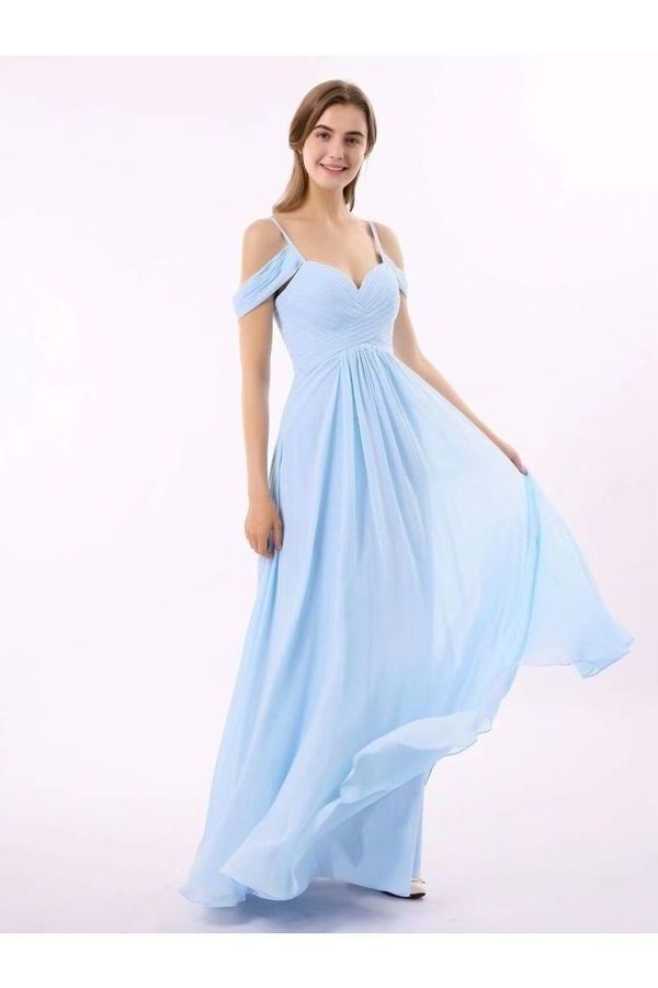 Prom Dresses Off The Shoulder A Line Chiffon Floor Length PQRD6RPT