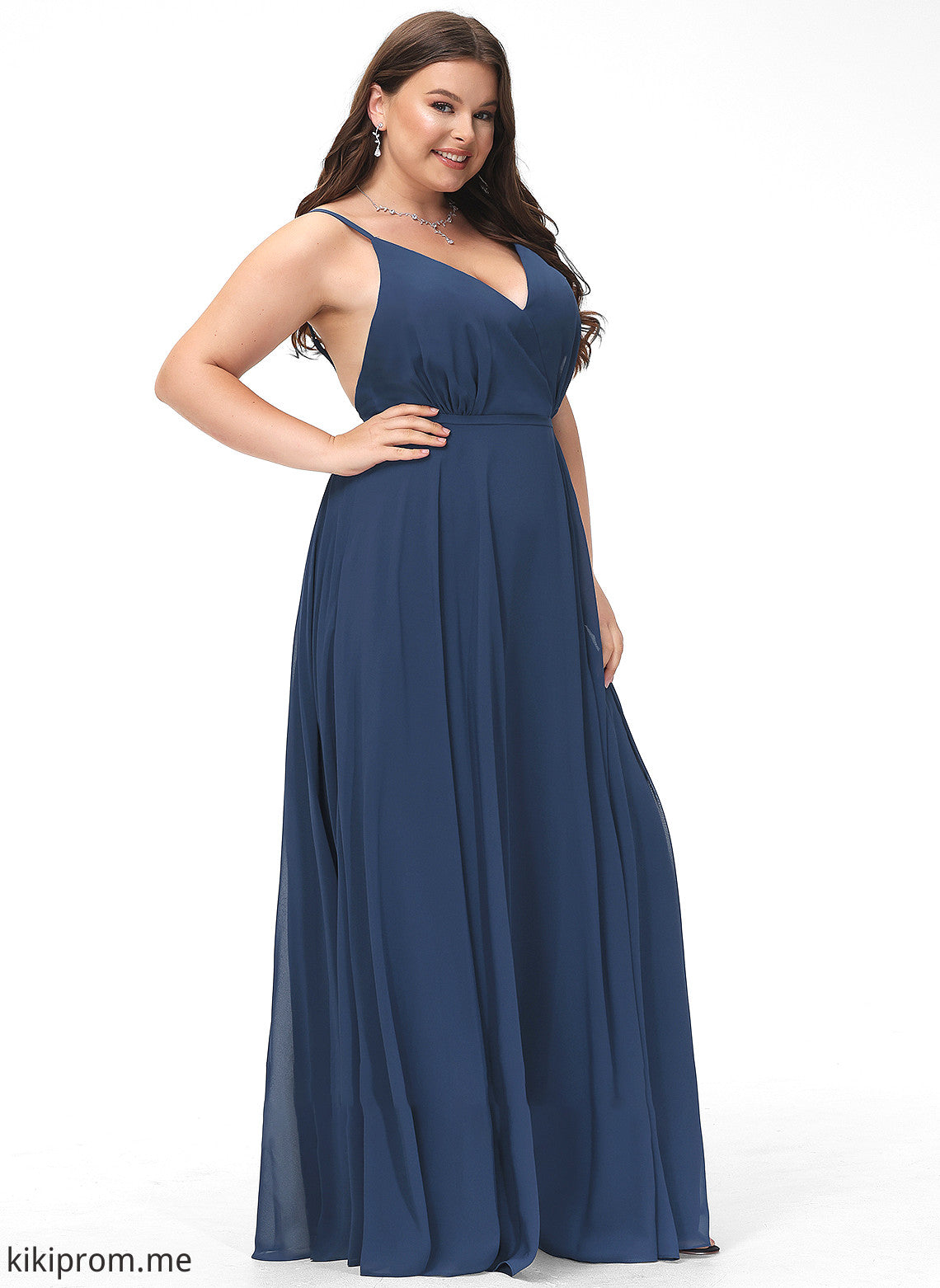 With Split Prom Dresses Floor-Length V-neck Ada Front A-Line