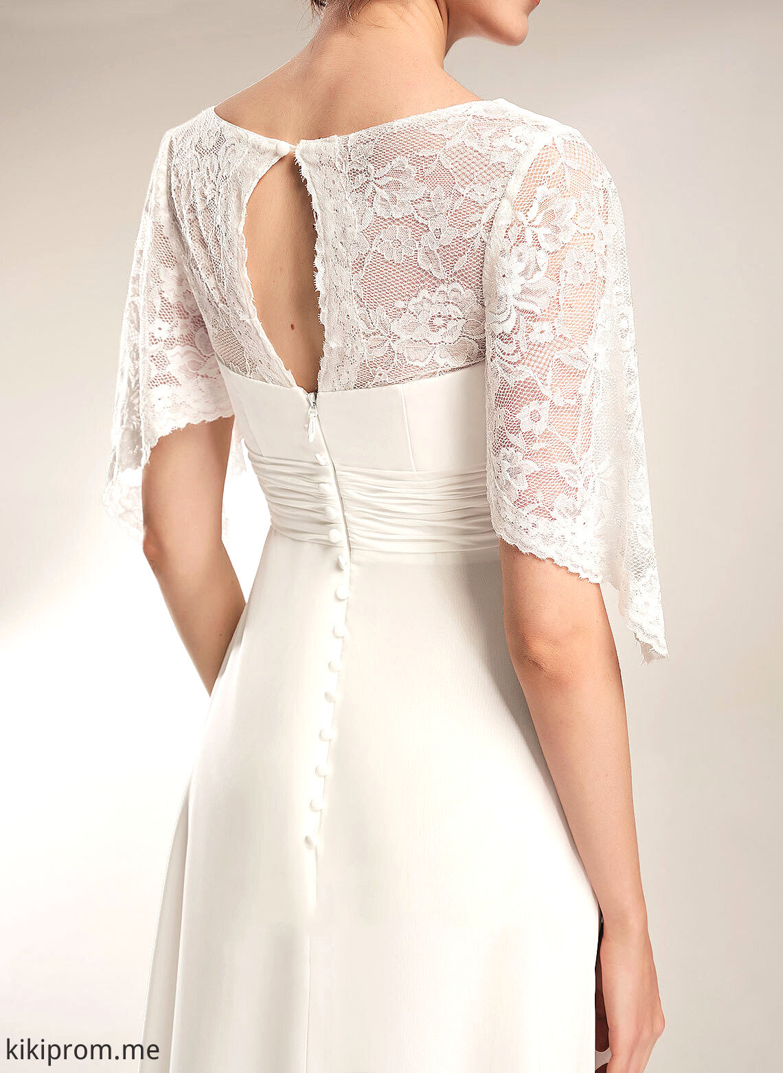 Lace Floor-Length Londyn With Wedding Dresses Wedding Sheath/Column V-neck Chiffon Dress