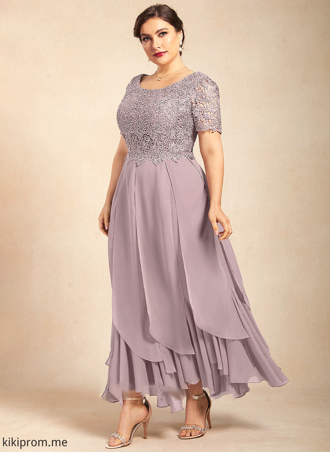 Mother With Neck Scoop the Ankle-Length Bride Dress Chiffon Ruffles Talia Cascading Lace Mother of the Bride Dresses A-Line of