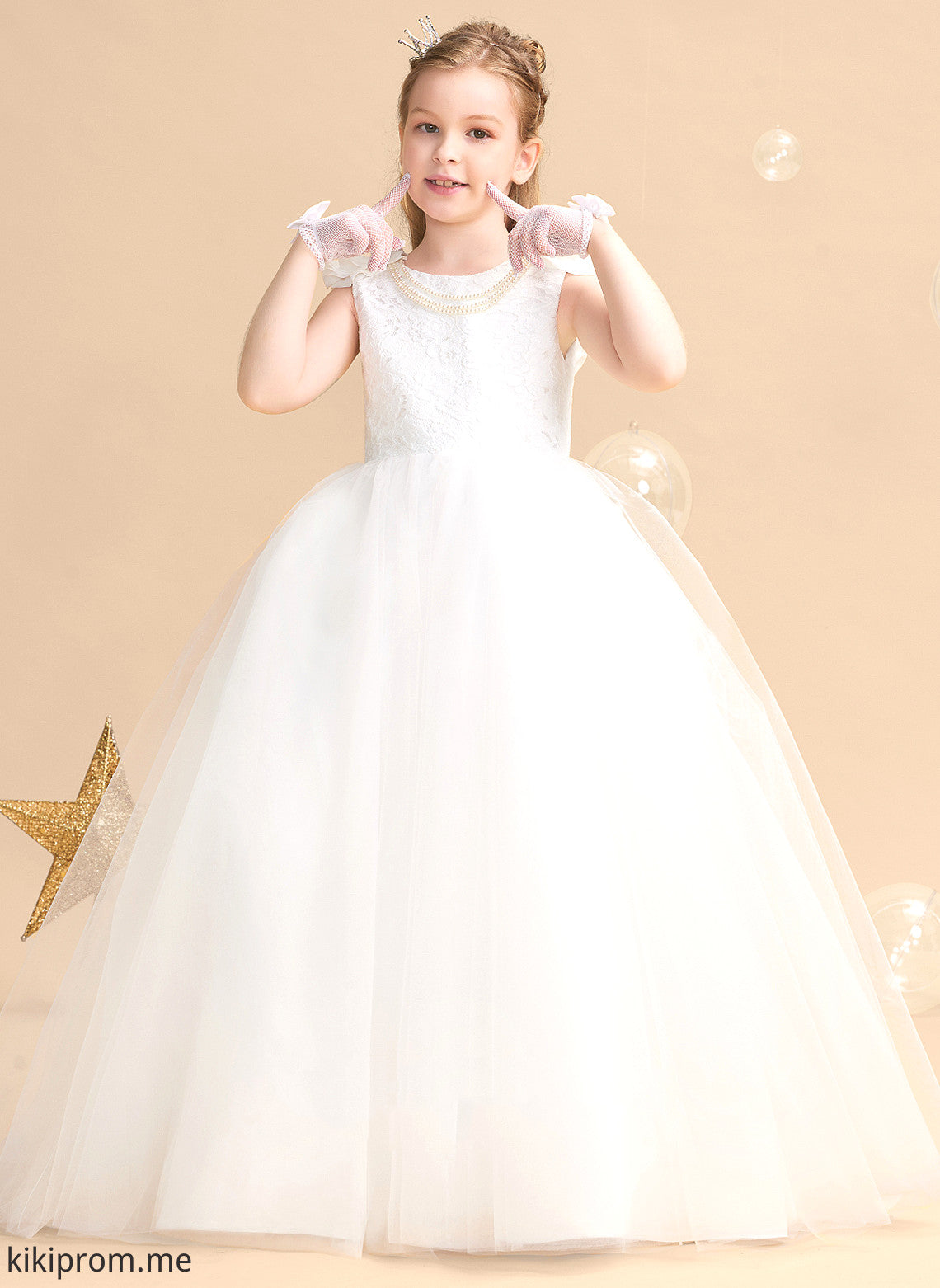 With Flower Flower Girl Dresses - Neck Flower(s) Sweep Ball-Gown/Princess Sleeveless Scoop Dress Ida Tulle/Lace Girl Train