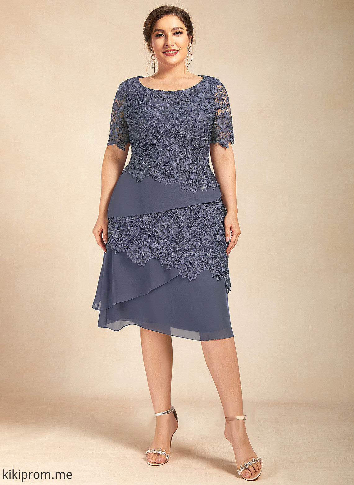 Bride Sheath/Column Chiffon Scoop Skye Lace Dress of the Neck Mother of the Bride Dresses Knee-Length Mother