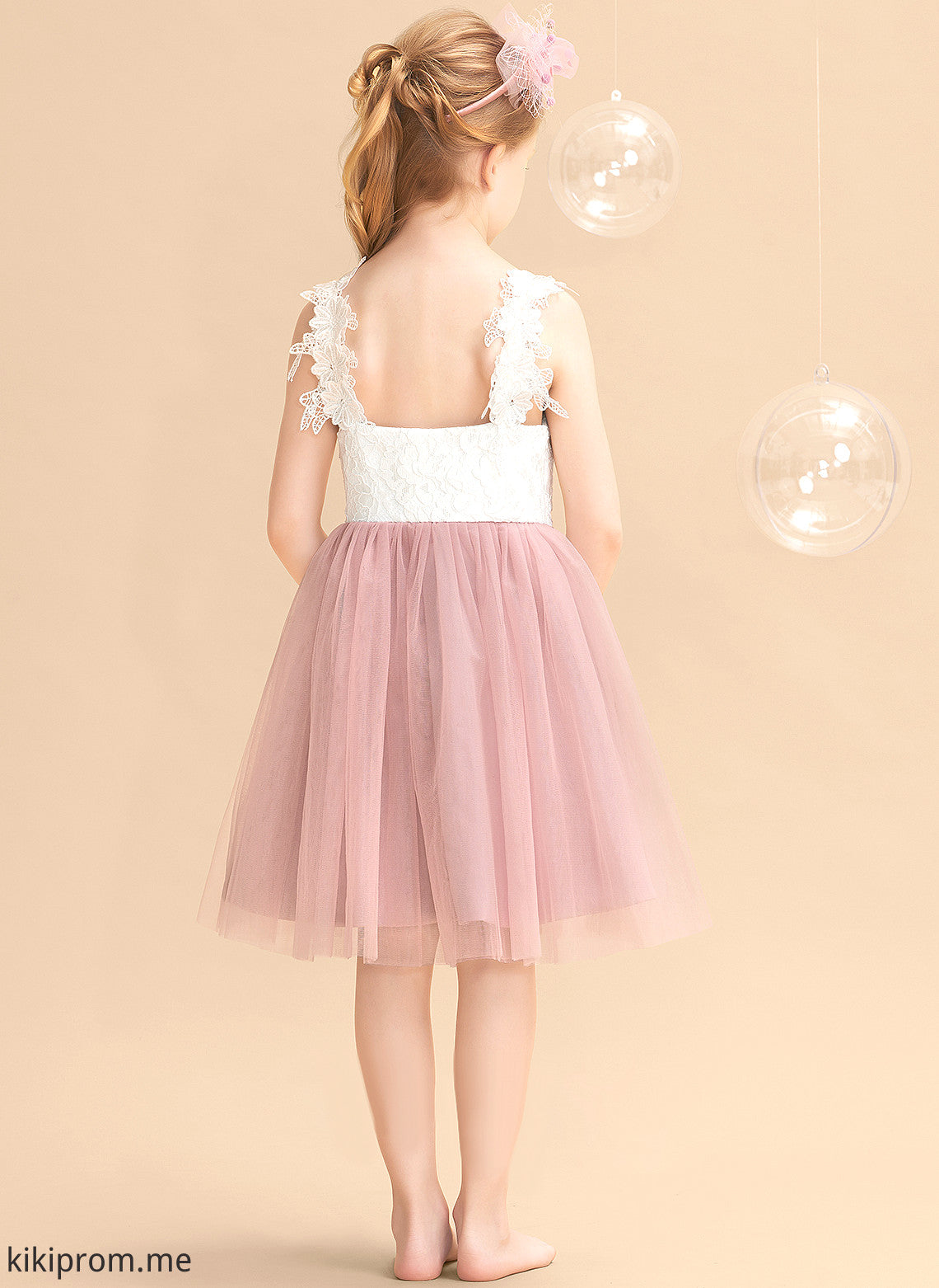 Knee-length Flower Flower Girl Dresses Girl Chelsea Dress Tulle/Lace V-neck A-Line Sleeveless -