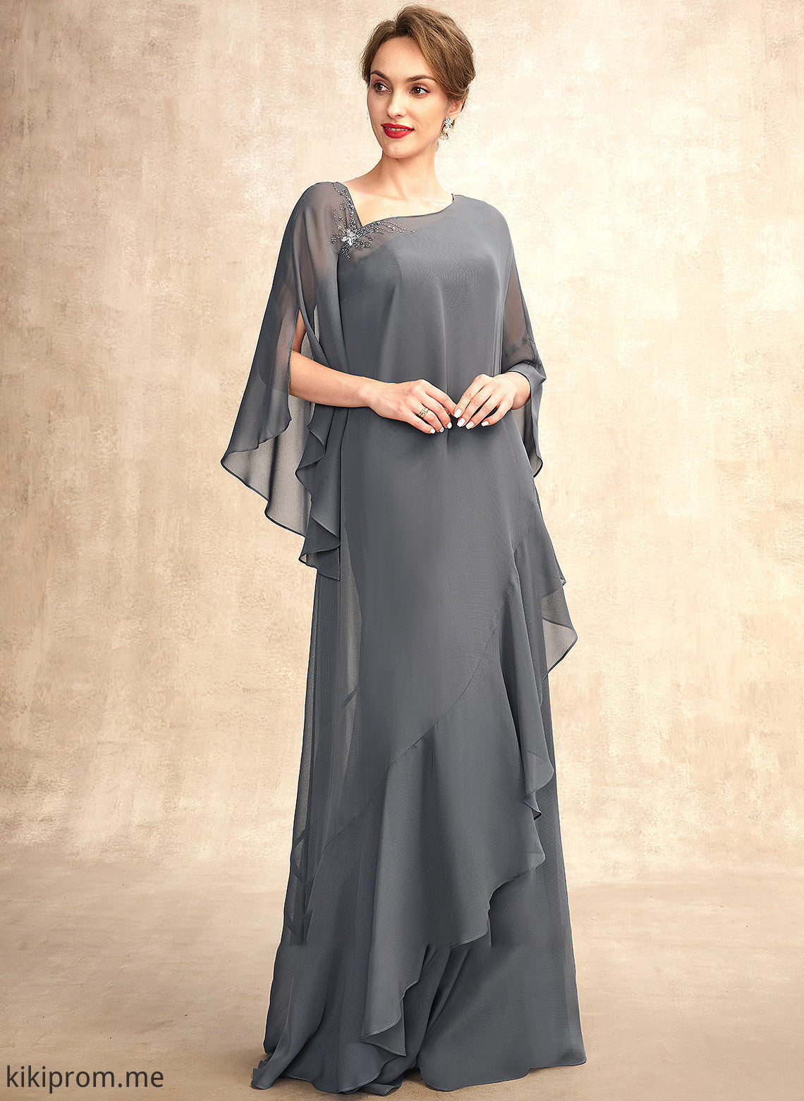 One-Shoulder Dress the of Mother of the Bride Dresses Mother Floor-Length Sheath/Column Bride Chiffon Julissa