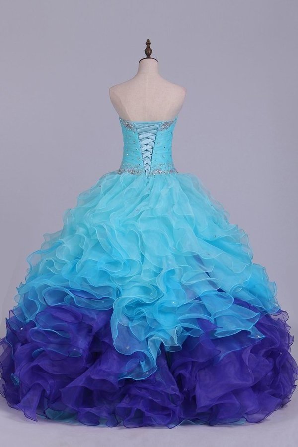 2024 Quinceanera Dresses Ball Gown Sweetheart Floor Length Organza With Beading PSZKCLJY