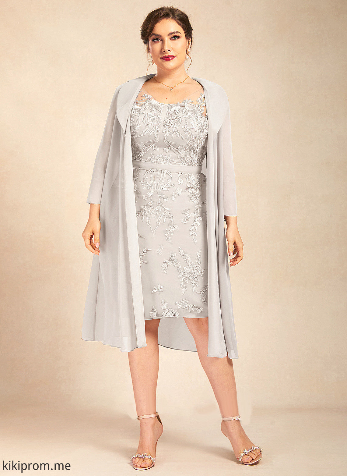 Mother of the Bride Dresses Knee-Length Mother Bride Dress the V-neck Maci of Sheath/Column Lace