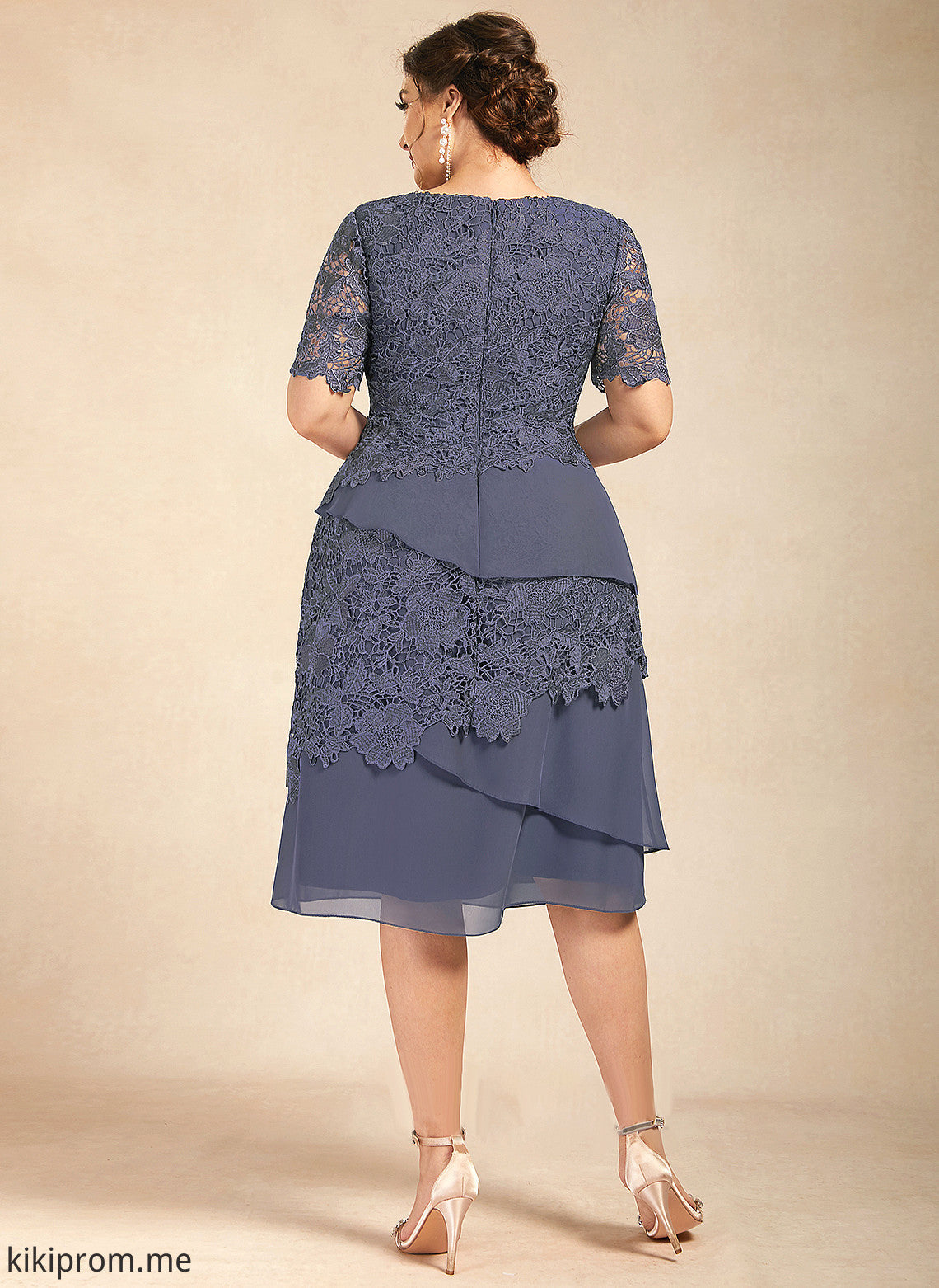 Bride Sheath/Column Chiffon Scoop Skye Lace Dress of the Neck Mother of the Bride Dresses Knee-Length Mother