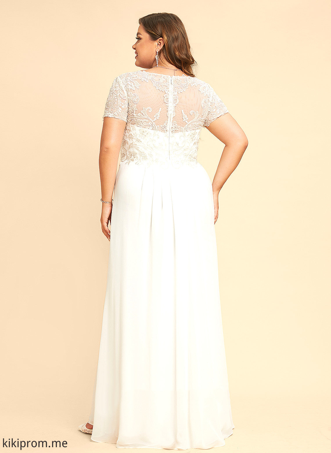 Dress Wedding V-neck With Floor-Length Wedding Dresses Chiffon Lace Ariana A-Line