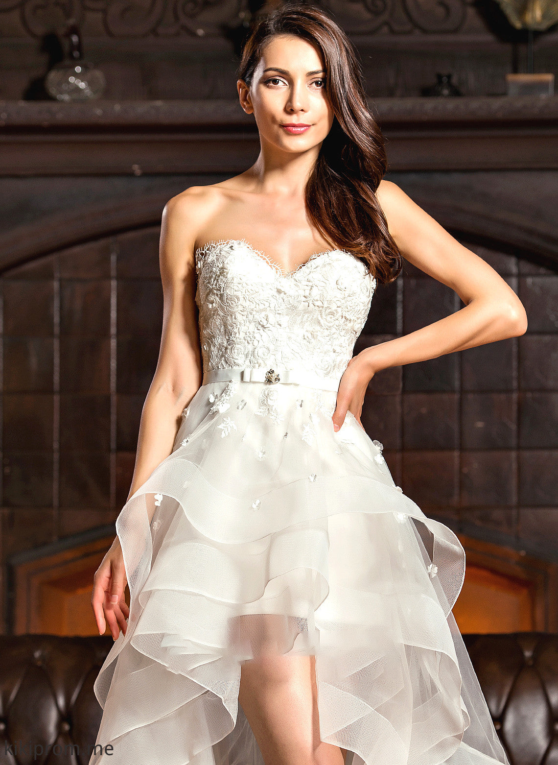 With A-Line Sweetheart Beading Bow(s) Wedding Tulle Asymmetrical Dress Wedding Dresses Noelle