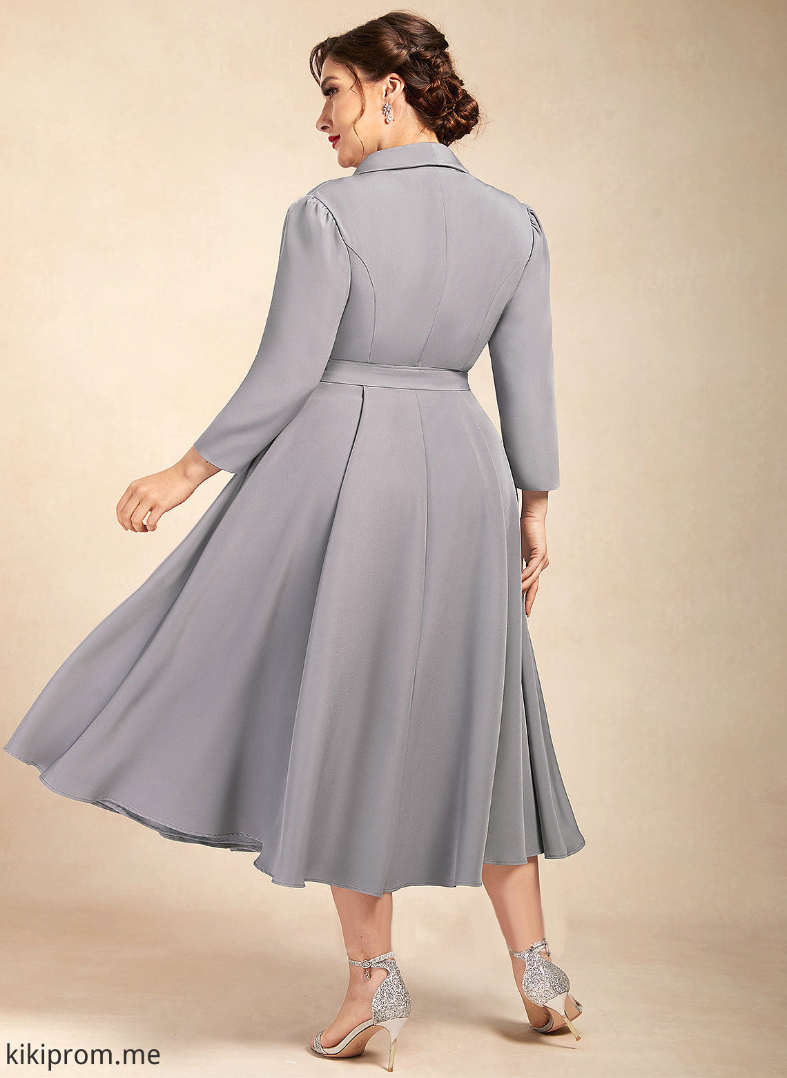 Stretch V-neck of Mother Tea-Length A-Line Haylie Bride Mother of the Bride Dresses Dress the Crepe