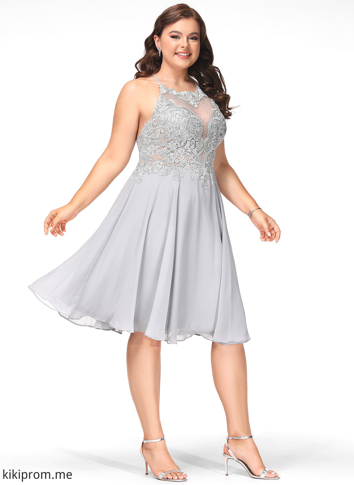 With Lace Sequins Chiffon Scoop A-Line Knee-Length Lexi Prom Dresses