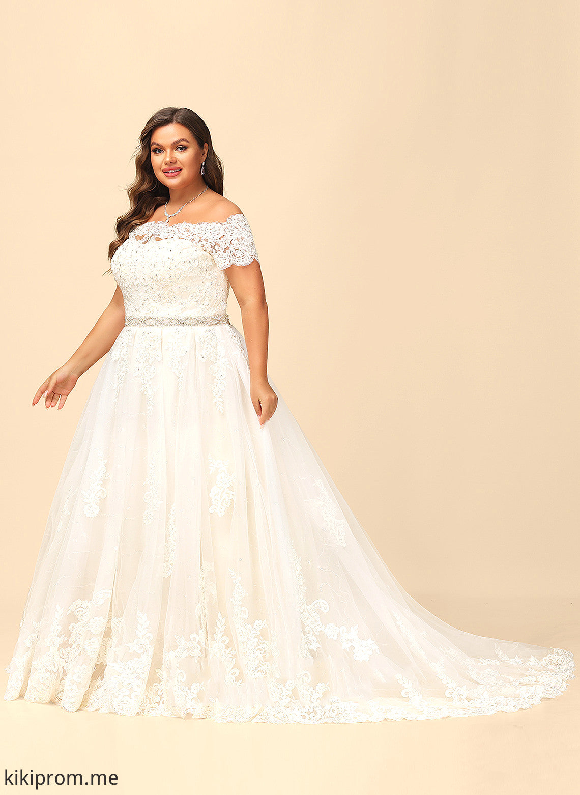 Wedding Train Wedding Dresses Court Shayna Lace Ball-Gown/Princess Tulle With Dress Sequins Beading Off-the-Shoulder