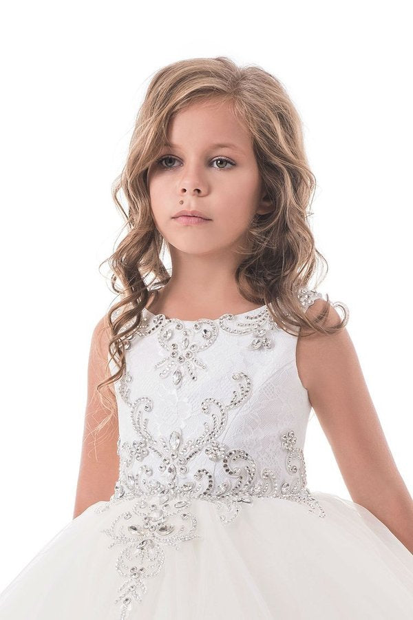 2024 Flower Girl Dresses Ball Gown Scoop Open Back Tulle PRA8DHE2