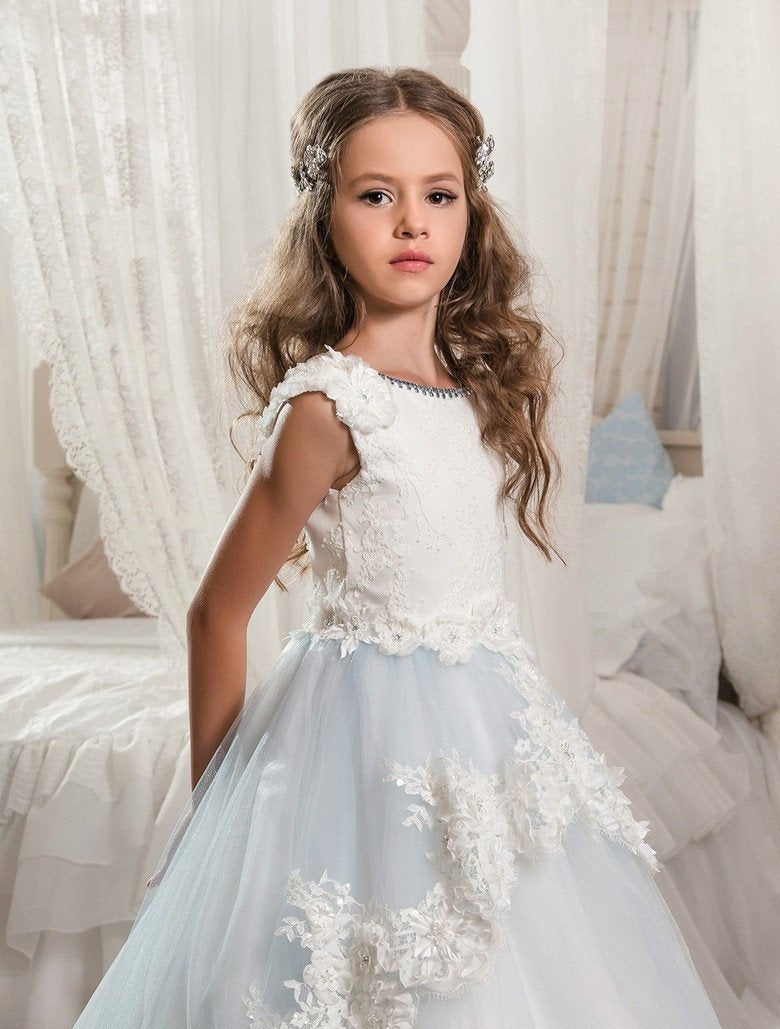 New Flower Girl Dress Hot Sale Flower Girl Dress Appliques Tulle Flower Girl Dress