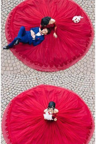 Modest Quinceanera Dress Red Ball Gown Fashion Sexy Custom Made Evening Dress