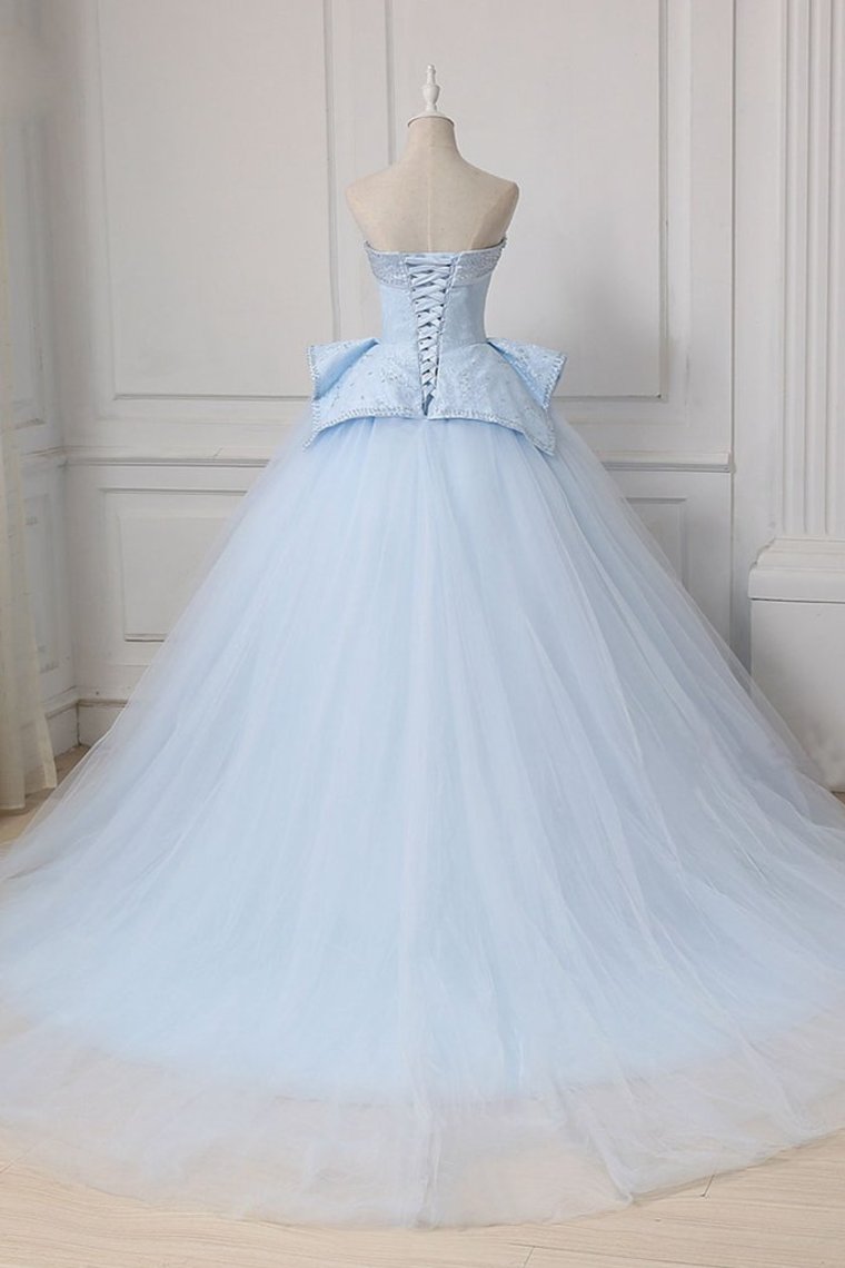 Sweetheart Ball Gown Beading Tulle Prom Dress Court Train Quinceanera STFP5FLTMDC