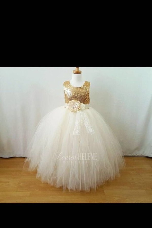 2024 Flower Girl Dresses A Line Scoop Tulle & Sequin PZCZPKG4