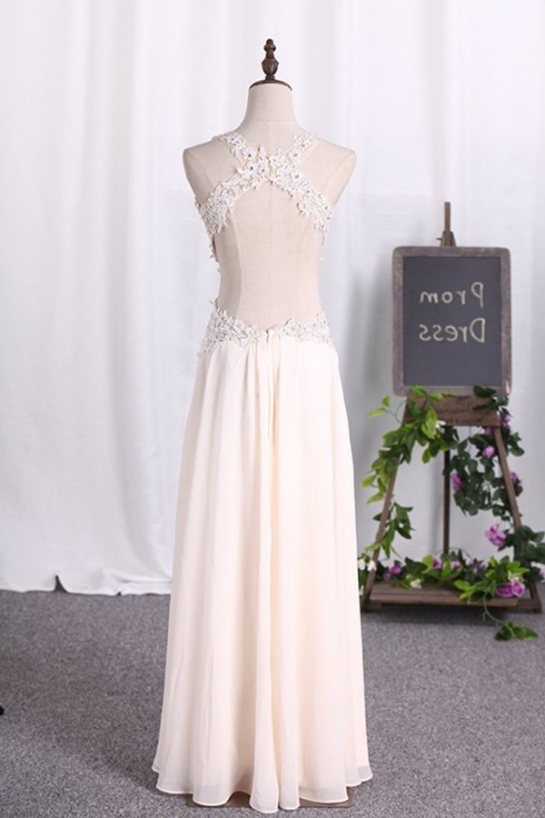 2024 Open Back V Neck Prom Dresses A Line Chiffon PNNPTN4Y