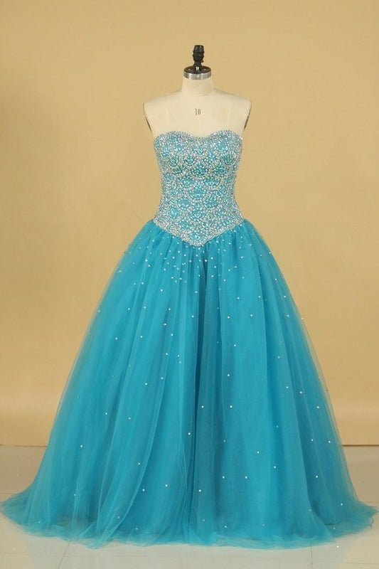 2024 Ball Gown Sweetheart Beaded Bodice Quinceanera Dresses Tulle Floor PDAZTQRY