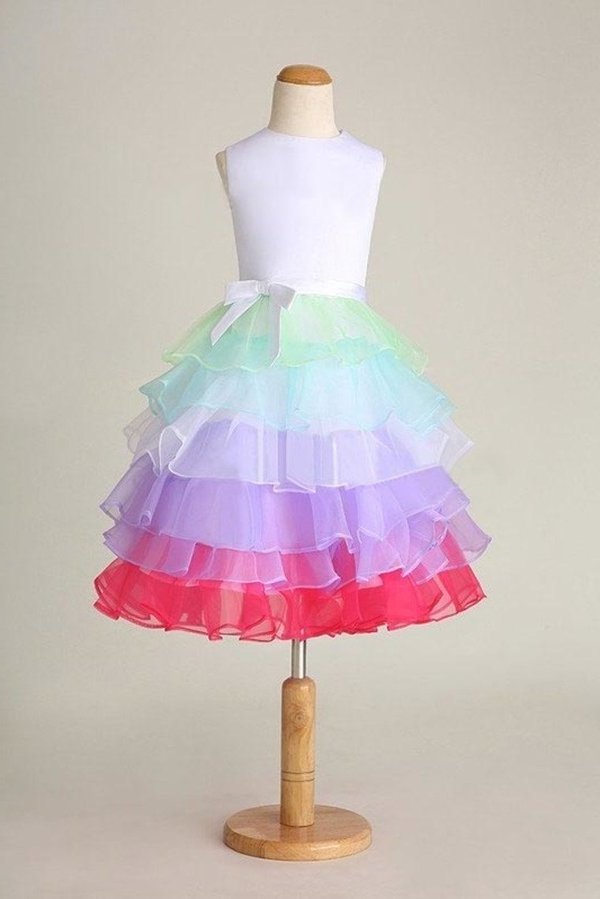 2024 Flower Girl Dresses Scoop A Line Tea Length PDNXN56Y