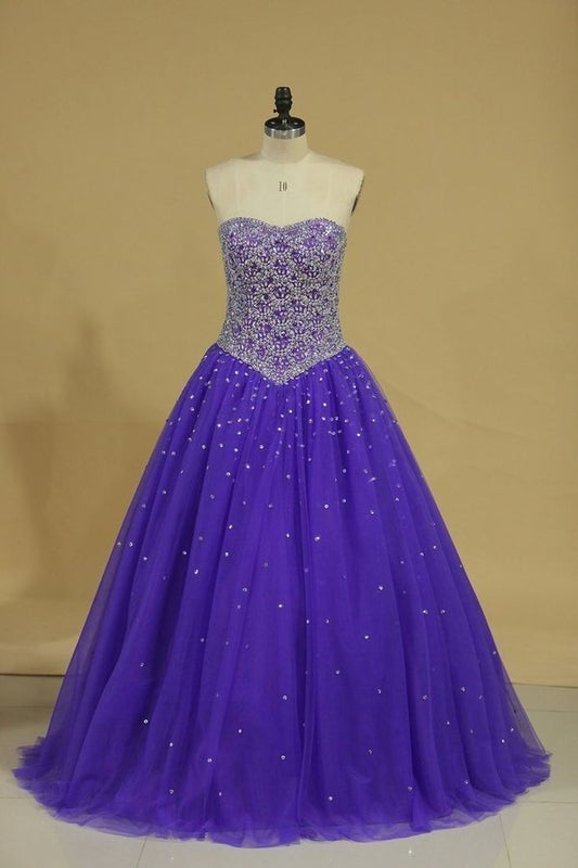 2024 Tulle Ball Gown Sweetheart With Beading Quinceanera PJ5KM3G6