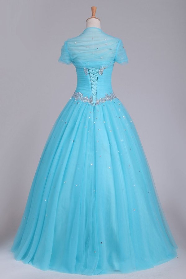 2024 Quinceanera Dresses Sweetheart Tulle With Beads And Ruffles PLZ8YXPL