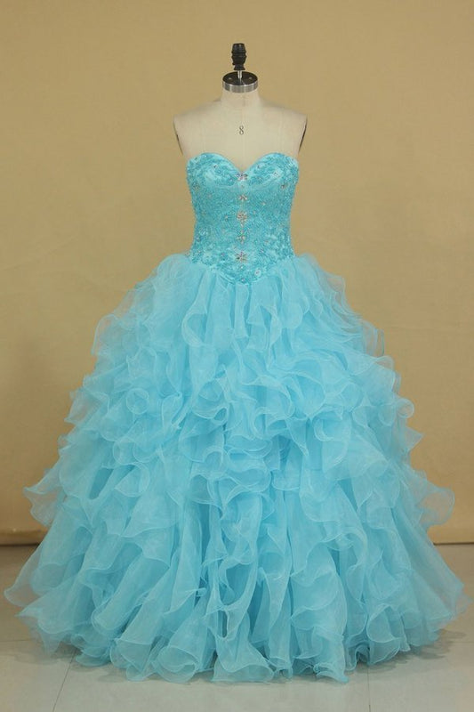 2024 Sweetheart Beaded Bodice Organza Quinceanera Dresses PQKCEPXX