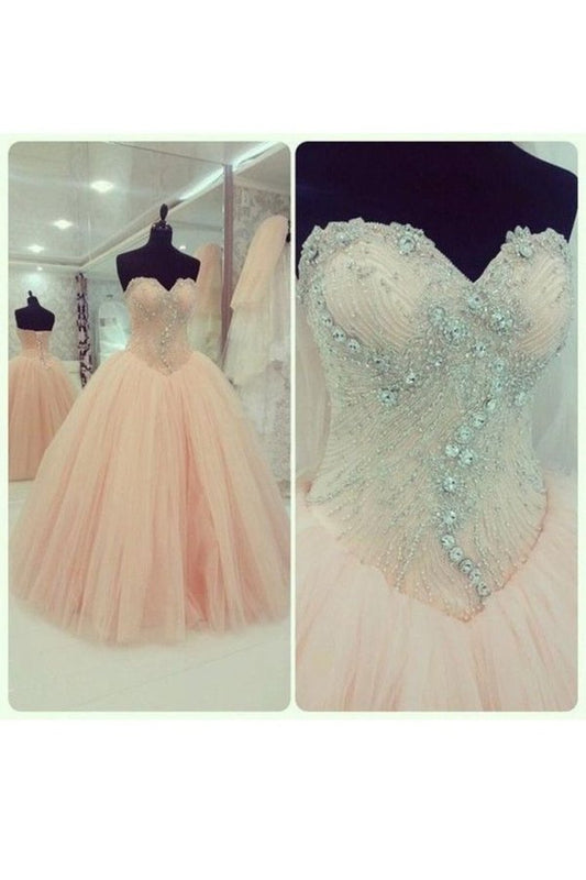 2024 Tulle Sweetheart With Beading Quinceanera Dresses PYZXGHMD