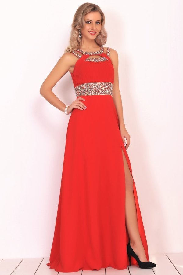 2024 New Arrival Scoop Prom Dresses A Line Chiffon With P1N2XBGS