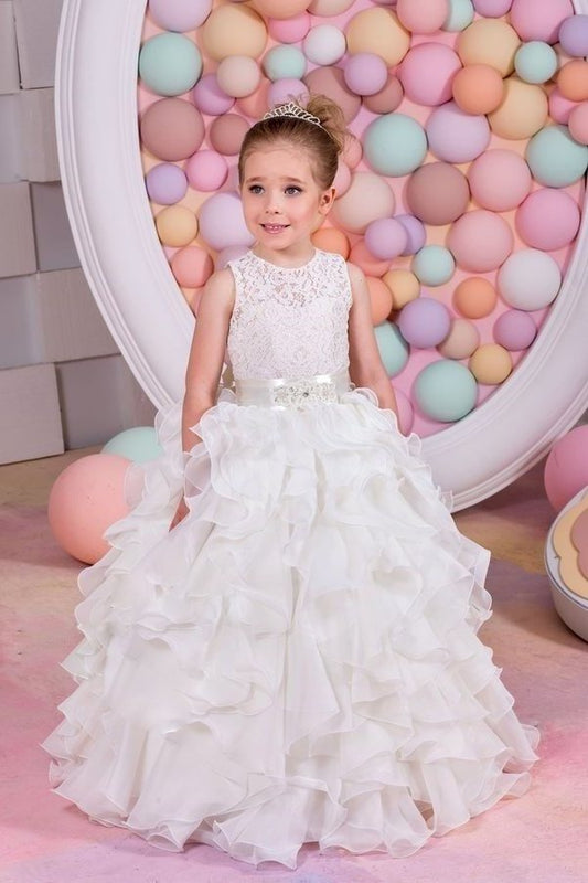 2024 Flower Girl Dresses A Line Chiffon & Lace With Sash P5LA1H1Z