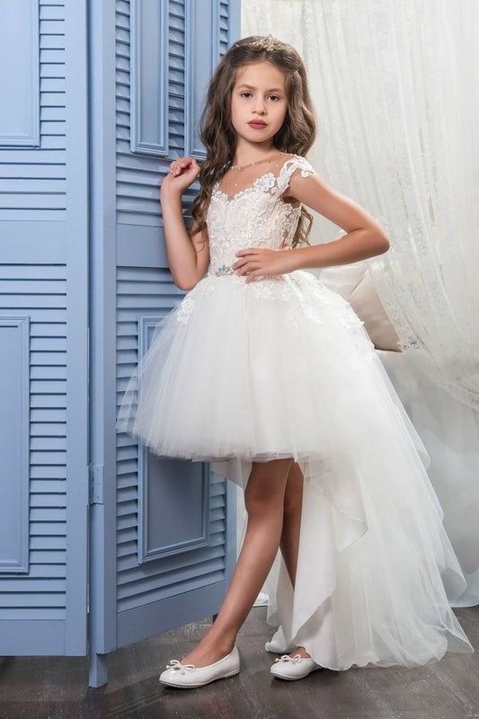 2024 Asymmetrical Scoop With Applique Flower Girl Dresses A PGMSJX19