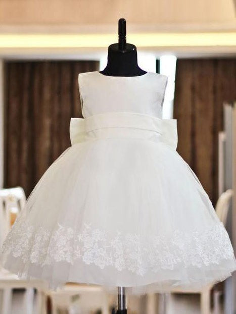 A-line/Princess Scoop Lace Sleeveless Long Organza Flower Girl Dresses TPP0007763