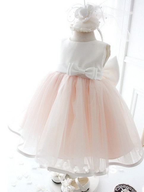 Ball Gown Jewel Sleeveless Bowknot Tea-Length Organza Dresses TPP0007602