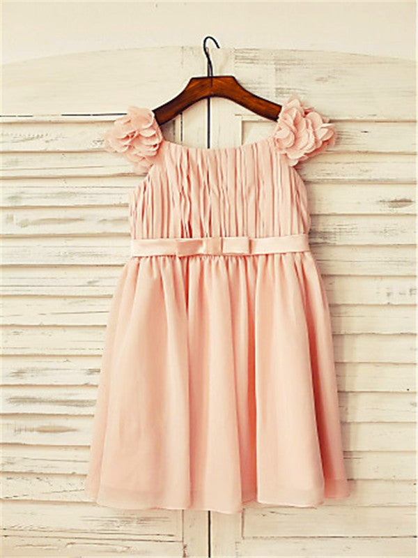 A-line/Princess Straps Sleeveless Layers Tea-Length Chiffon Flower Girl Dresses TPP0007925