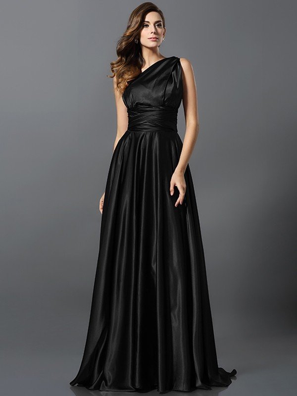 A-Line/Princess Pleats Sleeveless Long Silk like Satin Bridesmaid Dresses TPP0004905